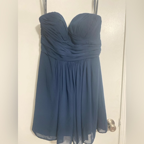 Bill Levkoff Dresses & Skirts - Bill Levkoff Blue Ruched Strapless Dress